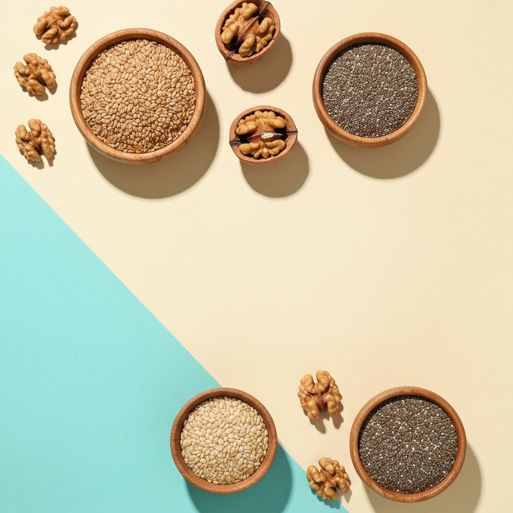 Nasiona chia, siemię lniane, orzechy włoskie